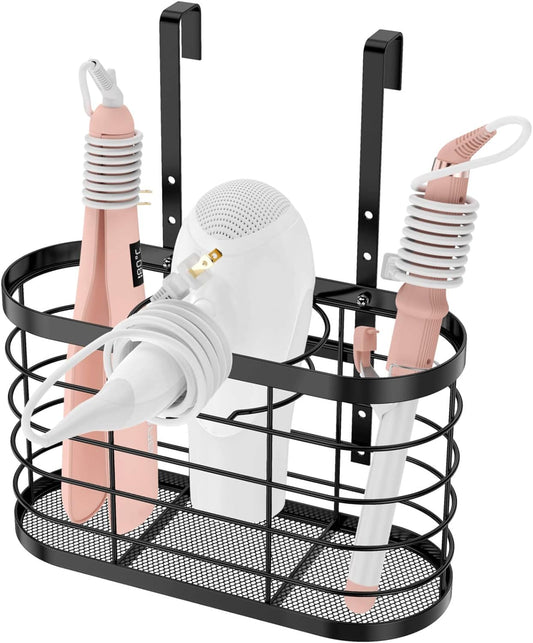 Hair Dryer Holder 3 in 1 Hair Tool Organizer - Blow Dryer Holder | Djustable Height Wall Mounted/Cabinet Door Bathroom Organizer Under Sink for Hair Dryer, Flat Irons, Curling Wands
