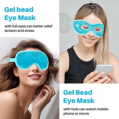 Cooling Eye Mask with Gel Bead 2 Pack Gel Eye Mask Cold Eye Mask for Relaxtion,Puffy Eyes Reusable Cold & Warm Compress for Puffiness,Dry Eyes,Headaches,Migraines,Stress Relief,Post Surgery