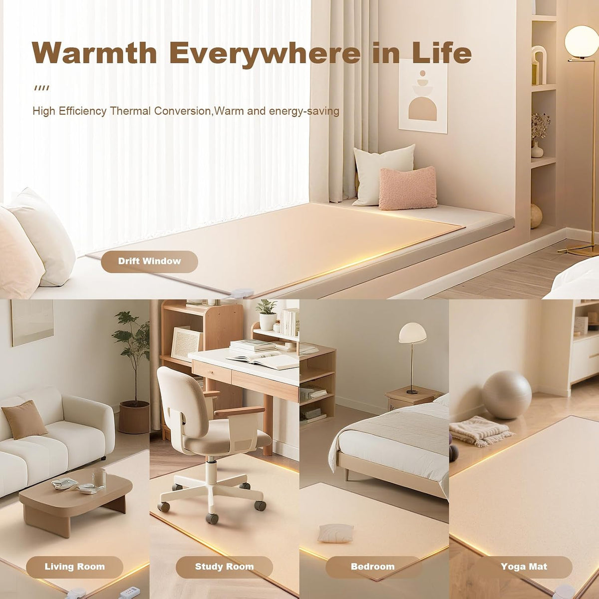 39 * 78.7''Graphene Electric Heated Floor Mat, Indoor Floor Heating Mat Foot Warmer with Timer Fast Heating, Heated Rug Suitable for RV Living Room Bedroom, 110V
