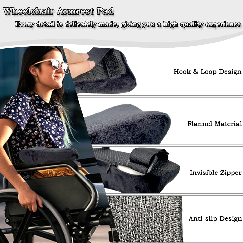 EDWERD Elderly Wheelchair Armrest Pad - Mobility Scooter Elbow Pillow Tray Soft Cushion Memory Foam Arm Stabilizer Accessories, 1PCS