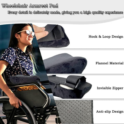 EDWERD Elderly Wheelchair Armrest Pad - Mobility Scooter Elbow Pillow Tray Soft Cushion Memory Foam Arm Stabilizer Accessories, 1PCS