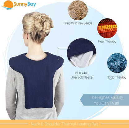 SunnyBay Weighted Heating Pad, Shoulder and Upper Back Wrap, Large, Navy