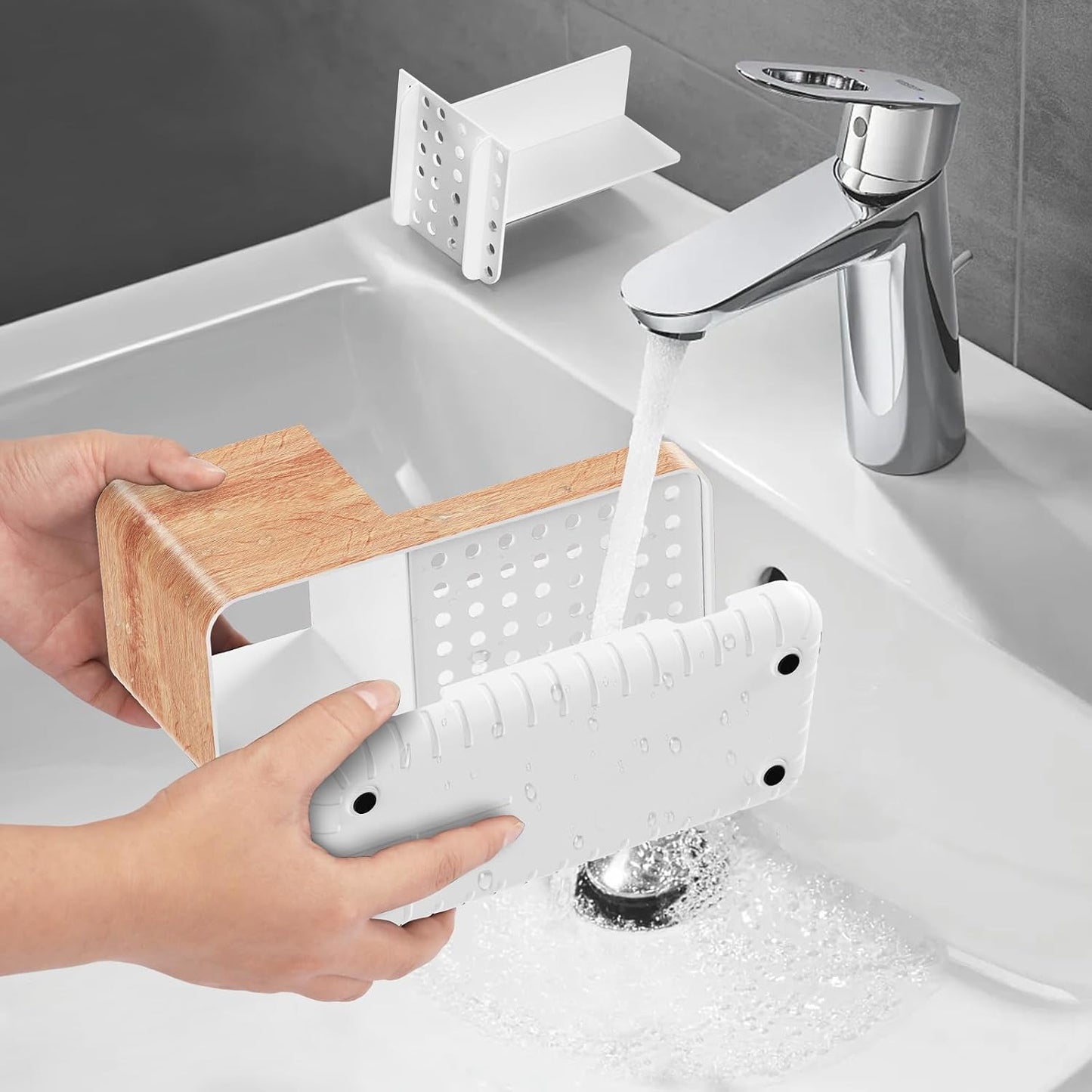 Toothbrush Holders for Bathroom Counter Organizer and Storage (White) | Easy To Clean, Drainage, Non-Slip, Detachable, Kids Electric Toothbrush and Toothpaste Holder for Bathroom