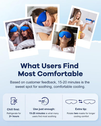 Cooling Gel Eye Mask for Puffy Eyes, Larger Full-Eye Contour Cold Compress | Ice-Cold Gel Therapy, Forehead & Upper Cheek Cooling Relief, Reusable Ice Pack for Eyes, FSA Eligible Items HSA, Black