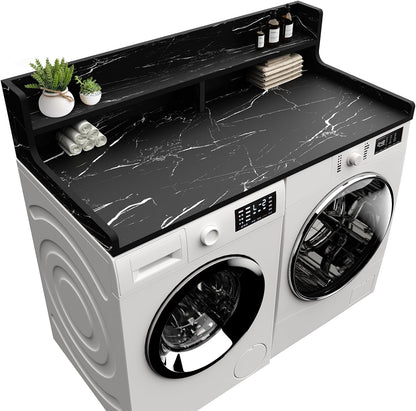 Washer Dryer Countertop, 54" x 27.55" 2-Tier Washer Dryer Topper with Edge, for Laundry Room Organization Oak