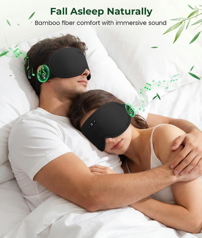 MUSICOZY Bluetooth Sleep Mask Headphones, 3D Blackout Bamboo Fiber