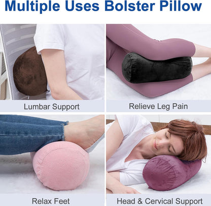 1 MIDDLE ONE Round Cylinder Bolster Pillow with Removable Cooling Cover, Tube Roll Cervical Pillow for Head, Neck, Back and Legs Support, 13"x 6", Grey