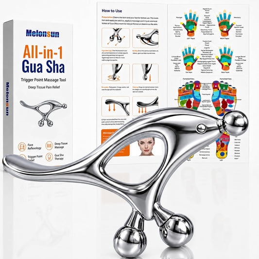 Melonsun Trigger Point Massage Tool for Pain Relief, Deep Tissue & Gua Sha, HSA Eligible Fascia Release Tool, FSA Eligible Muscle Scraper Acupressure Tool for TMJ, Full-Body Massage & Therapists