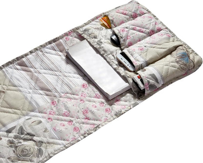 Brilliant Sunshine Burgundy Toile Floral Couch Armrest Cover, 35"×13" | Washable Magazine Holder, Armrest Organizer & Caddy on Sofa, Recliner, Armchair, Storage for Remote Controls, Phone, iPad