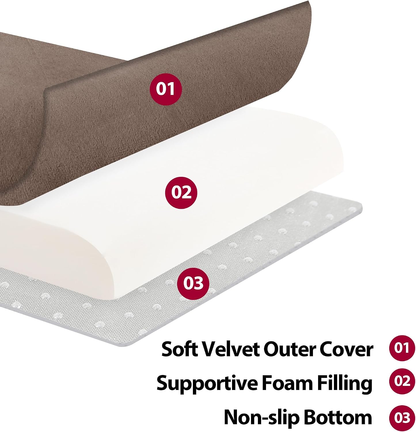 HOMBYS Recliner Seat Cushion with Lumbar Supportive Pillow Extra Large Non-Slip Seat Cushion with Back Support Cushions,Cruve Edge Design for Relief Thighs Pressure, Brown