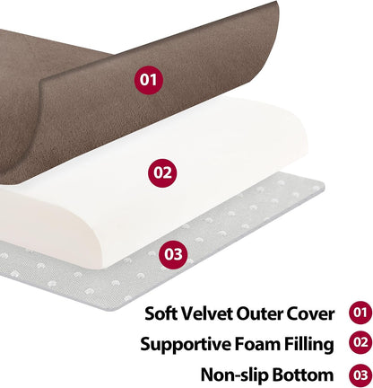 HOMBYS Recliner Seat Cushion with Lumbar Supportive Pillow Extra Large Non-Slip Seat Cushion with Back Support Cushions,Cruve Edge Design for Relief Thighs Pressure, Brown