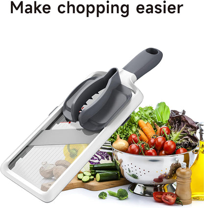 ZKIRON Adjustable Handheld Mandoline Slicer for Kitchen, Ready to Use | 1-3mm Vegetable Slicer with Grip Handle, Hand Guard and Bowl Hook for Cucumbers, Onions, Potatoes and Small-to-Medium Produce