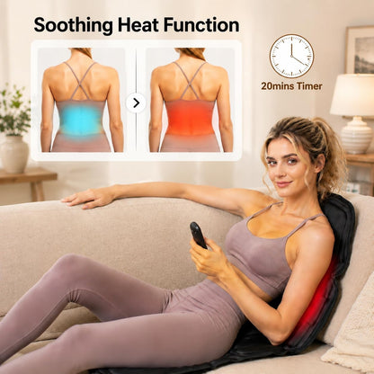 SLOTHMORE Vibration Back Massager for Chair with Heat, Chair Massager Pad with 8 Vibration, Massage Seat Cushion for Office Chair, Home Recliner & Sofa, Relaxing Gifts for Mom & Dad