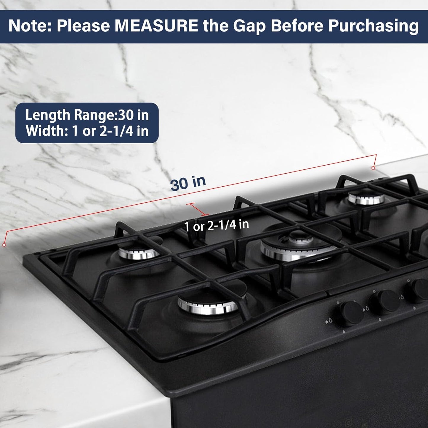 30" Slide-in Range Rear Filler Kit with 2 PCS Stove Gap Covers, Black | Stove Gap Filler Strip, Stainless Steel Backsplash for Stove, Stove Trim Kit with Most Brands Between Stove and Backsplash