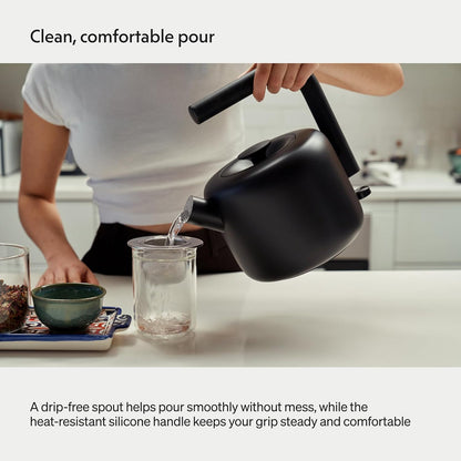 Fellow Clyde Electric Kettle 1.5 Liter - Fast Boil, Drip-Free Spout | Hot Water Tea Kettle for Tea & Coffee, Stainless Steel Water Boiler, Auto Shut-Off, BPA-Free, Cordless, Matte Black