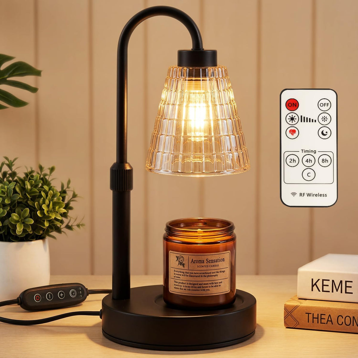 Candle Warmer Lamp with Timer Dimmer,2 Bulbs, Round