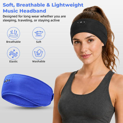 2-Pack Sleep Headphones Headband with Adjustable Hook and Loop, Bluetooth Headband Headphones for Sleeping Workout Running Yoga Gift