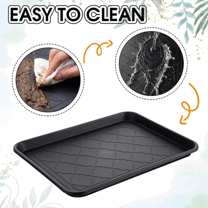 Novabright 6 Pcs Boot Tray with 24 Pcs Anti-Slip Pads Waterproof Boot Mat Wet Shoe Tray & Pet Food Mat, Multi-Purpose Garden Tool for Entryway Indoor Boots Shoes Pets(14 x 11 Inch)