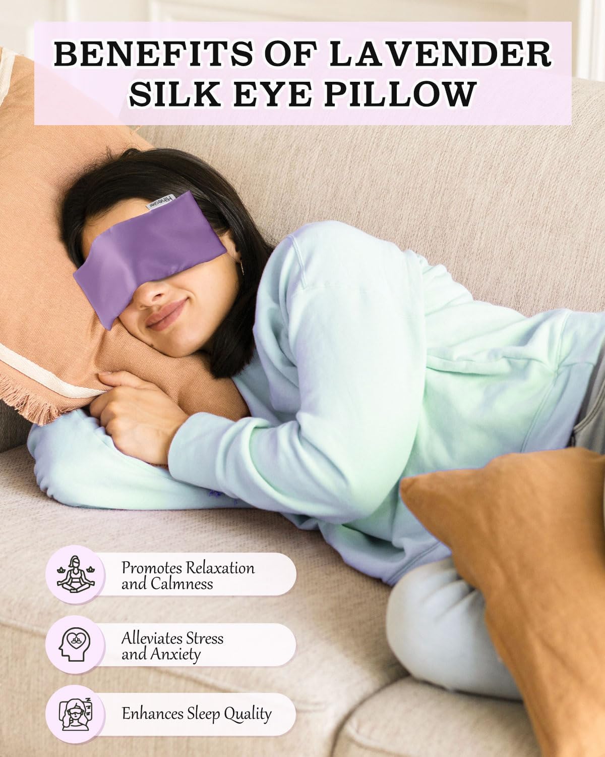 Hihealer Lavender Eye Pillow for Sleeping, Weighted Eye Mask for Spa, Yoga