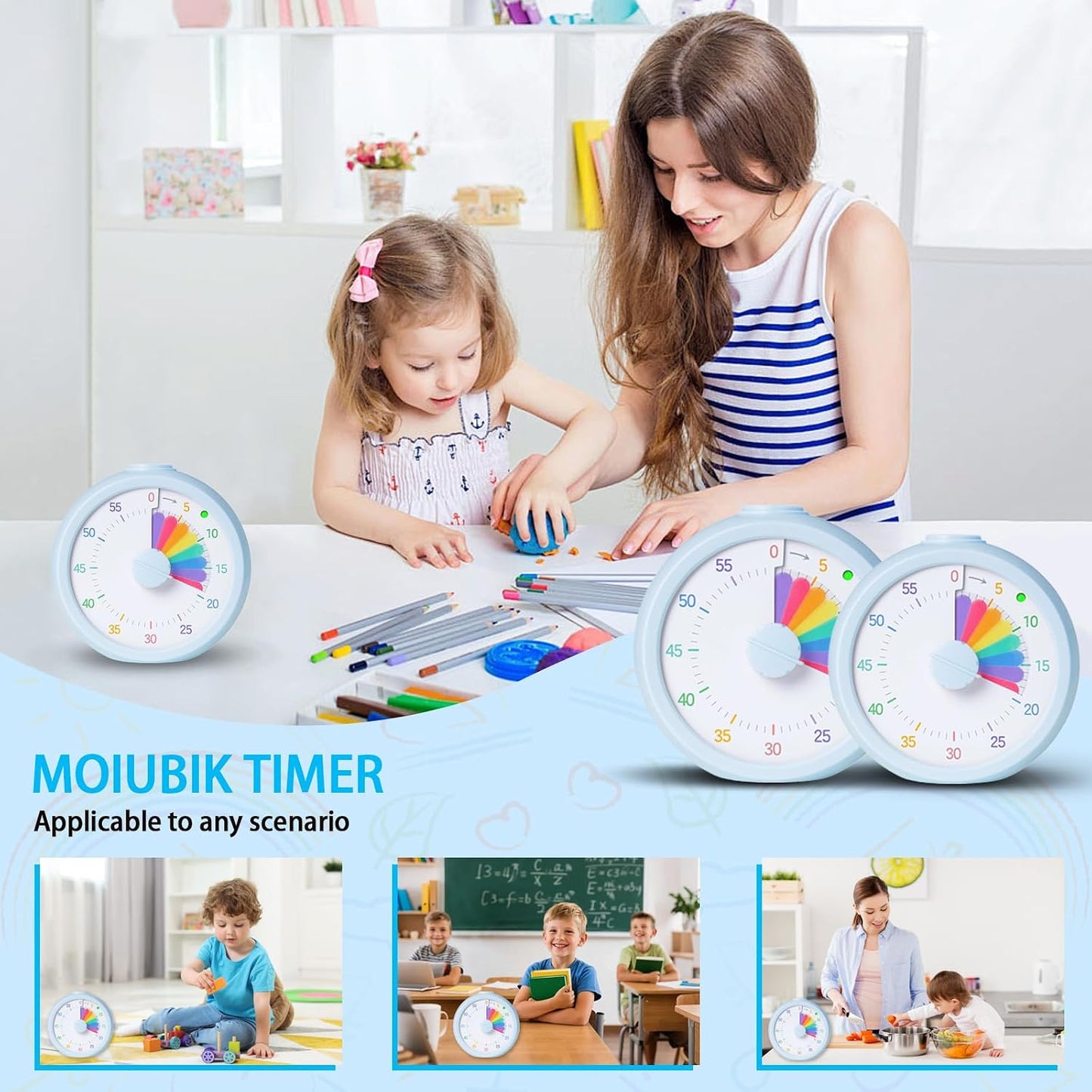 Visual Timer for Kids 60 Minute Countdown Timer Rainbow Disk Desk Timer Clock for Classroom Study Office Kitchen with Silent Operation (Purple)