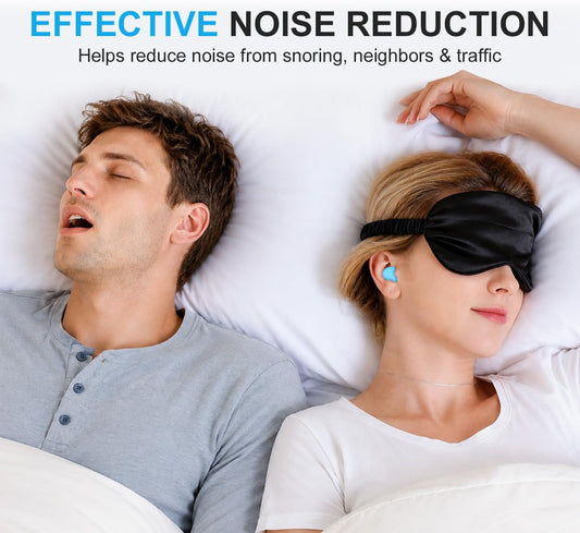 Ear Plugs for Sleeping, 16 Moldable Noise Cancelling Silicone Earplugs for Swimming, Snoring, Sleep and Studying, Blue