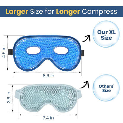 BeeVines Gel Eye Mask, XL Size Cooling Ice Masks for Puffy Eyes (2 Pack)