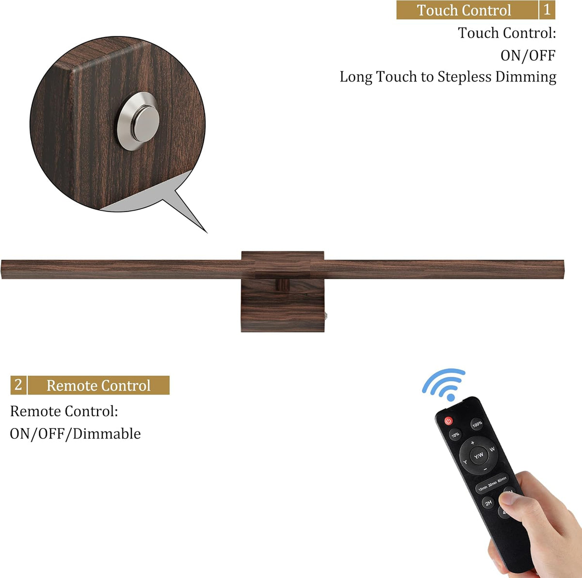 Rayogale Black Battery Operated Wall Sconce with Remote Control 8000mAh