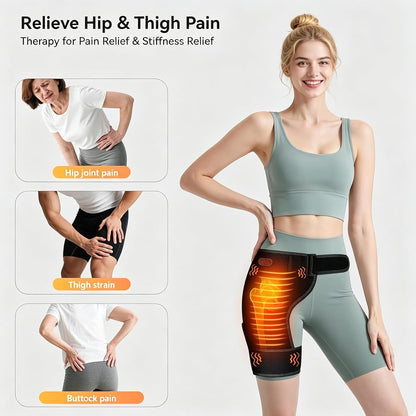 Hip Therapy Belt for Men & Women, Wearable Wrap for Hip, Lower Back, Buttock & Upper Thigh Comfort, Cordless Red Light Heating Pad with Vibration, 5000mAh Rechargeable Battery and Adjustable Fit