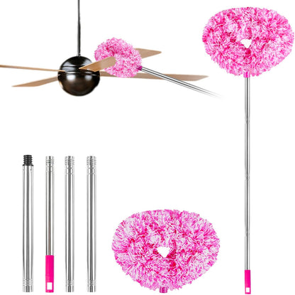 Ceiling Fan Cleaner Duster Reusable Microfiber Ceiling Fan Blade Cleaner Removable Duster with Extension Pole Adjusts 13 to 49.7 Inch for Cleaning Walls Bookshelves Furniture Door Window Top (Blue)