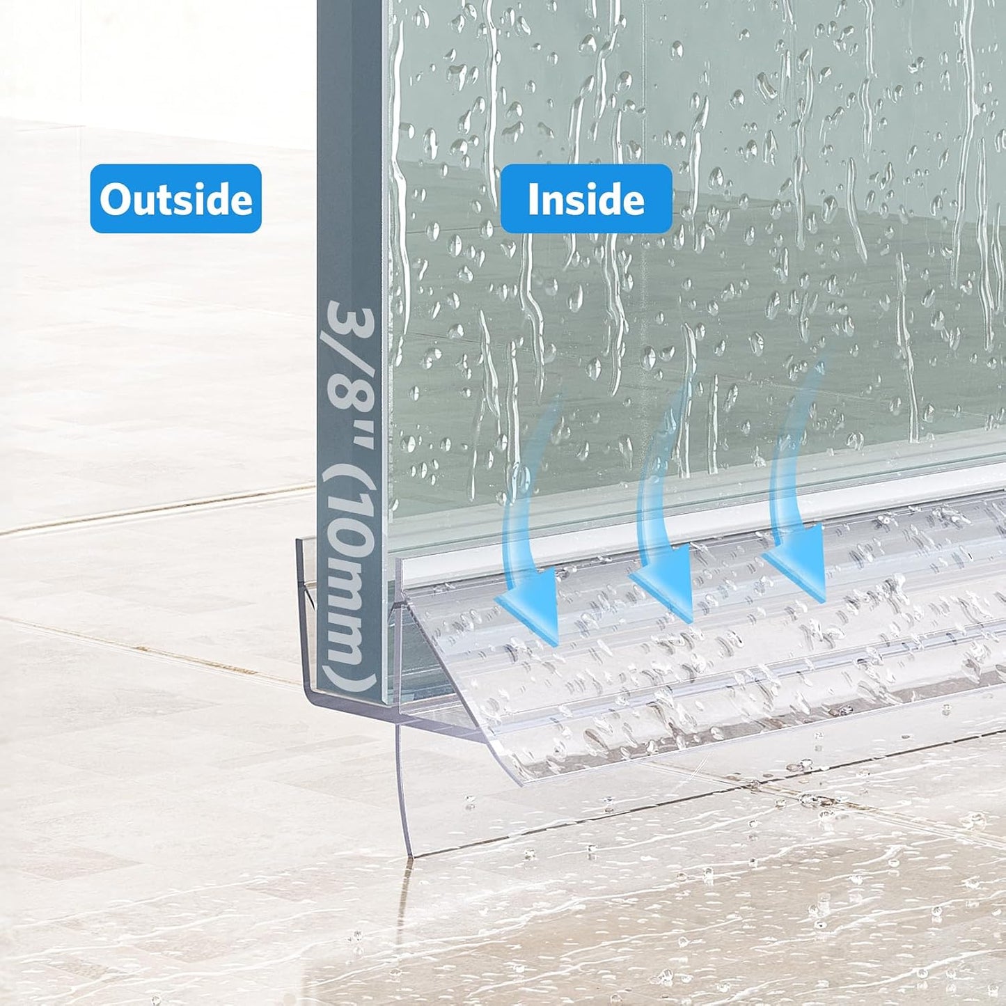 Delamu 3-Pack Shower Door Bottom Seal, 3/8''× 39'' Shower Door Sweep Strip | Shower Seal Strip for 3/8'' (10mm) Doors, Frameless Glass Shower Door Seal Strip Stop Shower Leaks and Create a Water Barrier