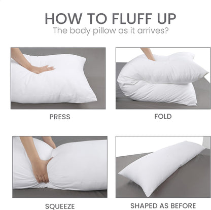 Utopia Bedding Full Body Pillow for Side Sleeper, White Long Pillow for Bed | Large Body pillows for Adults, Plush Support, Pregnancy Pillow Insert for sleeping, helps maintain body contour, 20x54 inches