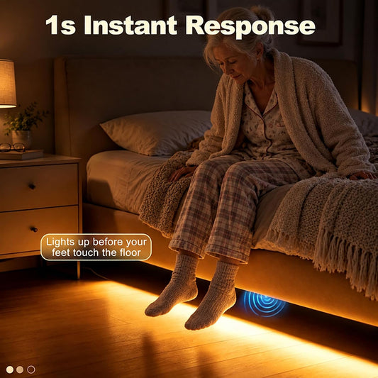 Vansky Motion Sensor Bed Light: 1s Fast Glow Warm & Soft Flexible LED Strip