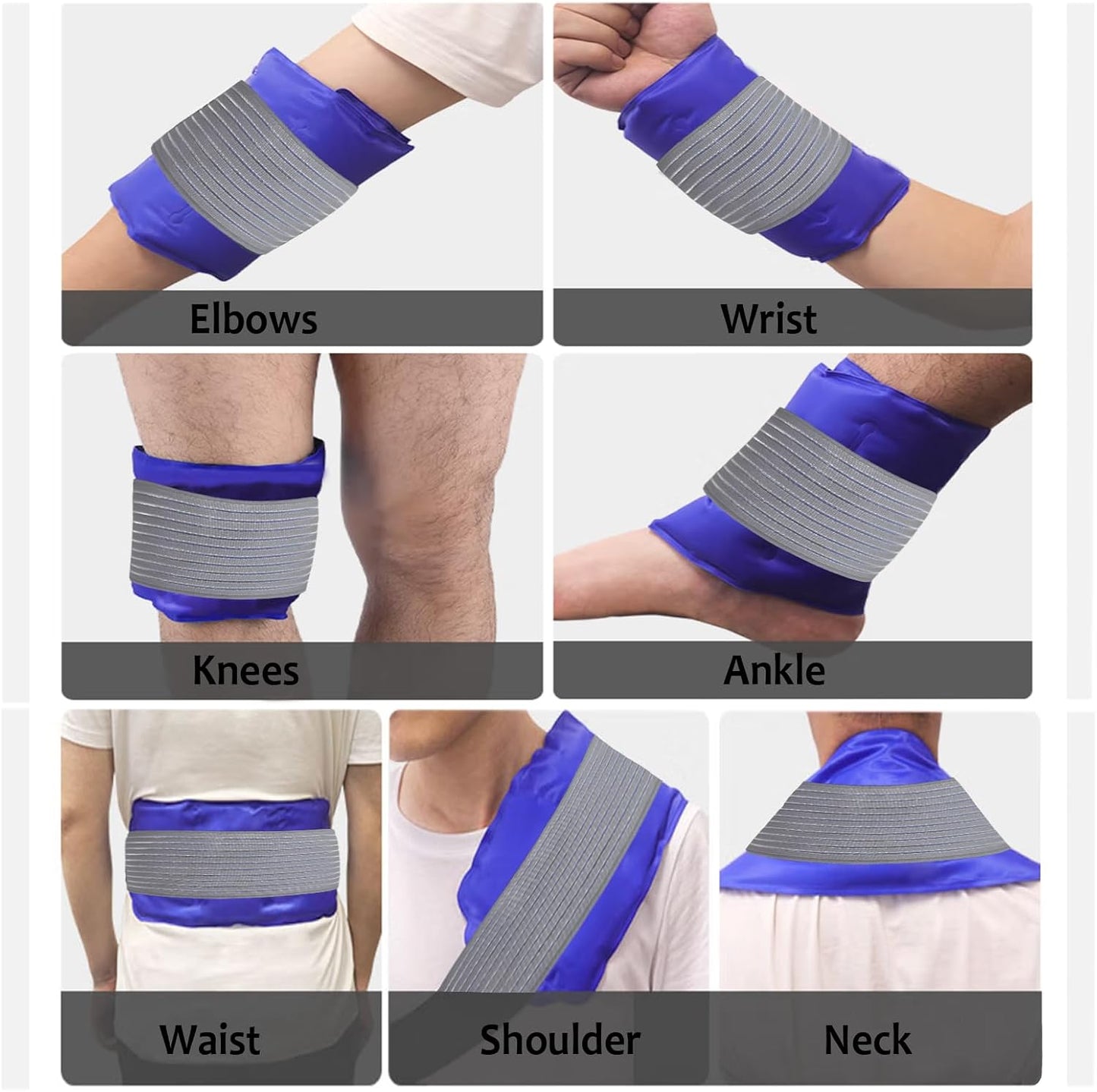 Cold Pack Strap, Elastic Belt to Wrap Cold Pack, Ice Pack Extender Strap, Add Length to Most Ice Pack, Multifunctional (Black)
