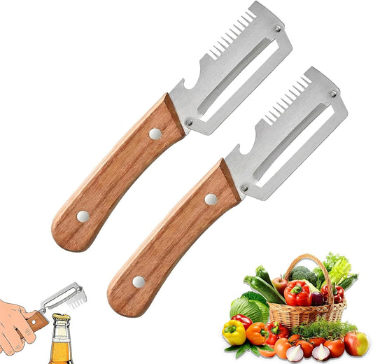 2 Pack Vegetable Peeler, Multifunctional Vegetable Peeler, 3-in-1 Peelers For Kitchen with Bottle Opener, Sharp Stainless Steel Swivel Blade For Vegetables or Fruits that Need to Be Peeled