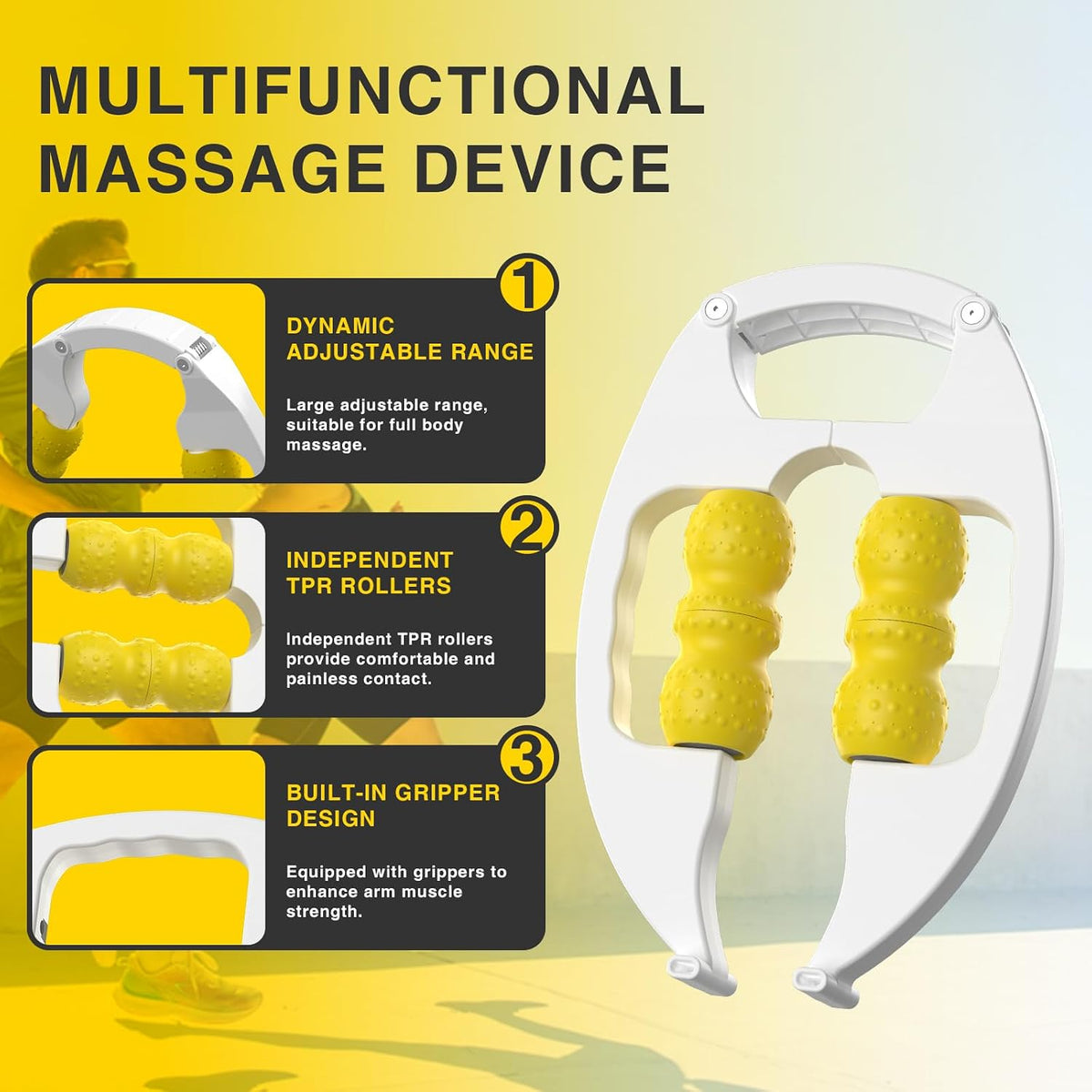 Arm Massager & Forearm Massager, Adjustable Muscle Roller for Tennis Elbow