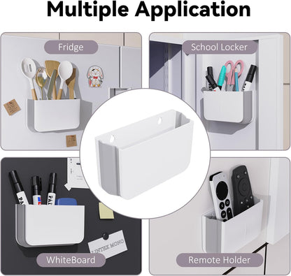 Magnetic Foldable Pen Holder Desk Accessories for Home Office 1 Pack White | Strong Magnet, Space Saving, Dry Erase Marker Pencil Holder for Whiteboard, Locker,Refrigerator, Remote Holder