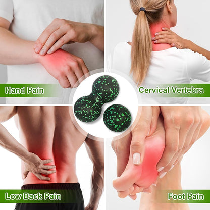 Peanut Massage Ball, Double Lacrosse Foam Roller for Physical Therapy, Firm | Deep Tissue Exercise, Myofascial Release, Muscle Knots Acupoint Relief, Trigger Point Tool for Neck Back Feet Waist Pain