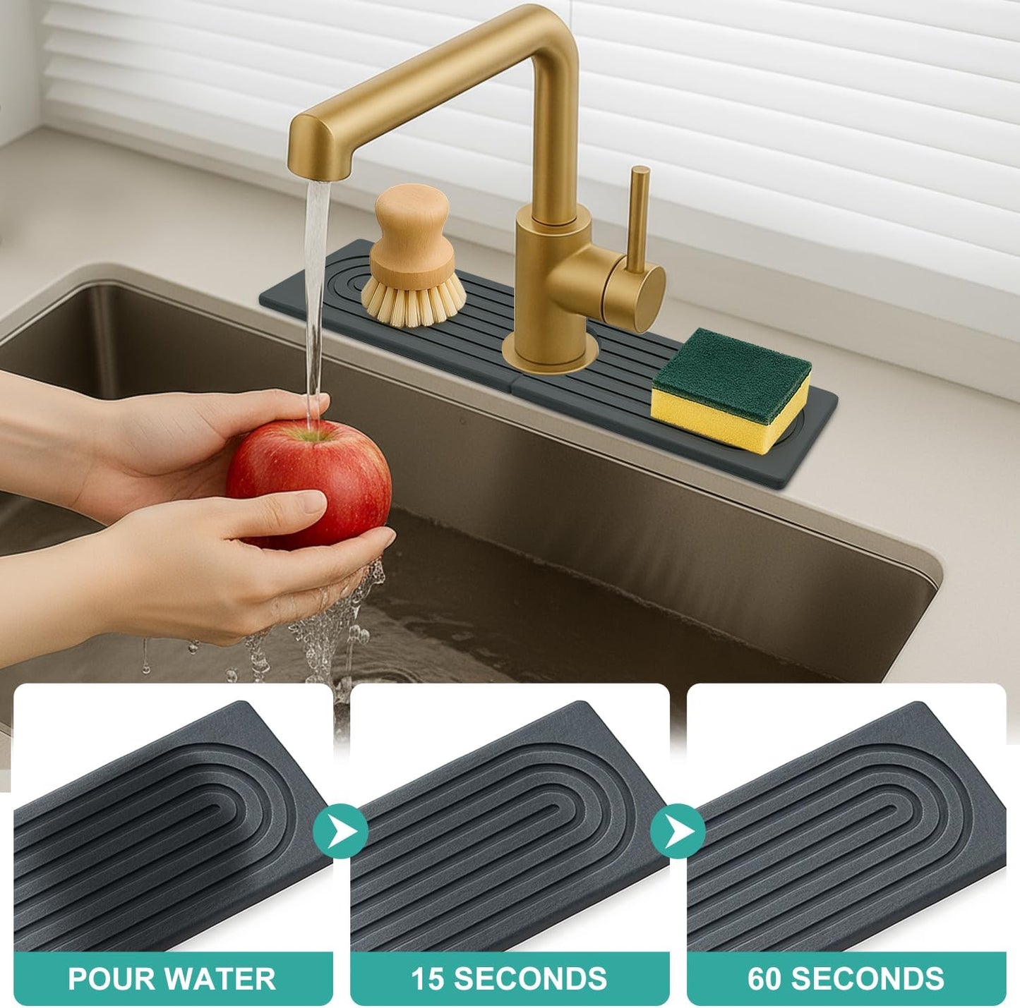 Fast Dry Stone Faucet Mat for Bathroom Sink Kitchen Counter Marble Trays | Small Diatomite Sink Splash Guard White Absorbent Tray Counter Quick Drying Stone Kitchen Diatomaceous Earth Around Faucet