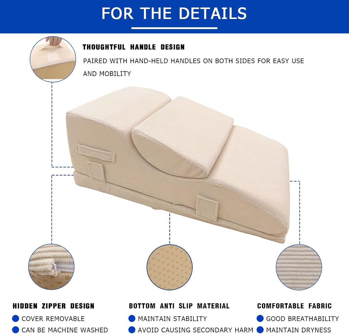 Adjustable Height Leg Elevation Pillow,Removable Knee Insert for Recovery