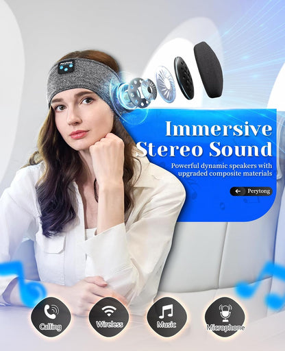 Perytong 2 Pack Sleep Headphones, Sleeping Headphones | Bluetooth Headband with Ultra-Thin HD Stereo Speaker, Wireless Headphone for Sports, Insomnia, Yoga, Air Travel, Meditation