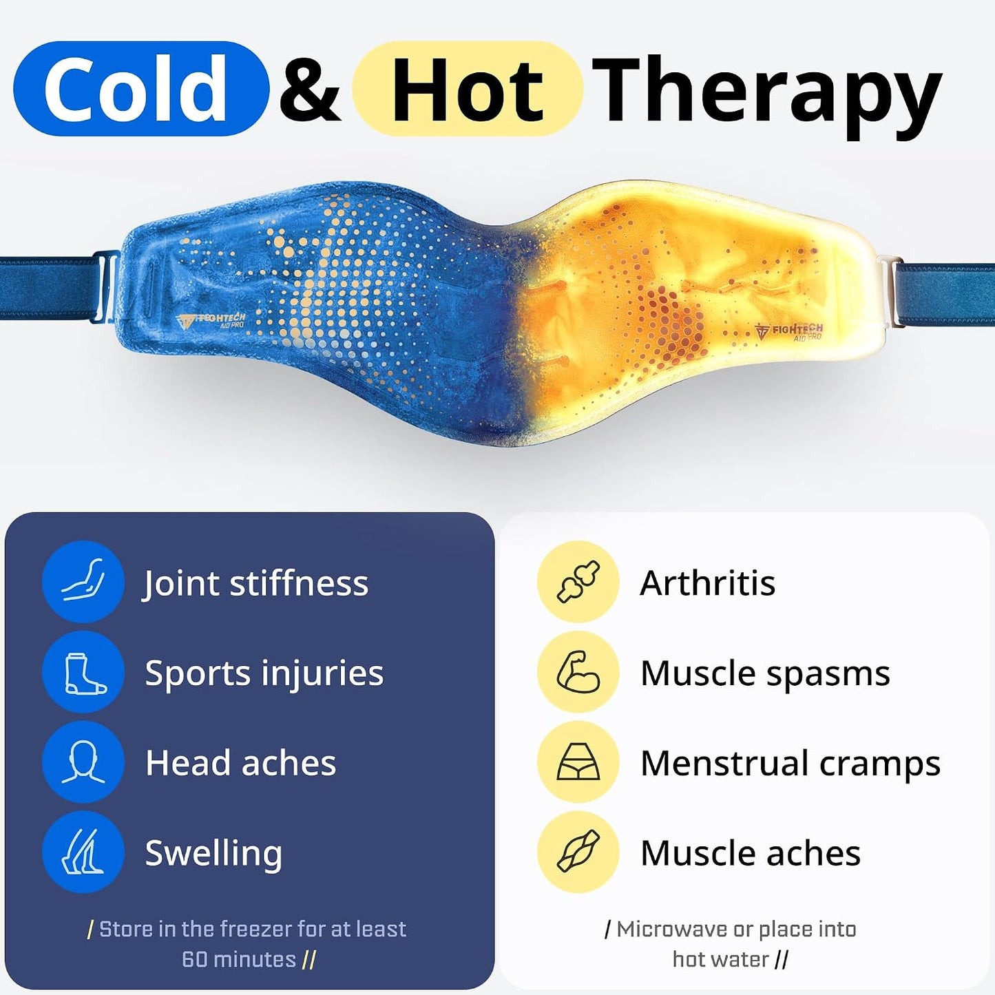 FIGHTECH Reusable Hot and Cold Gel Ice Pack - Back, Large 24 x 7, Adjustable