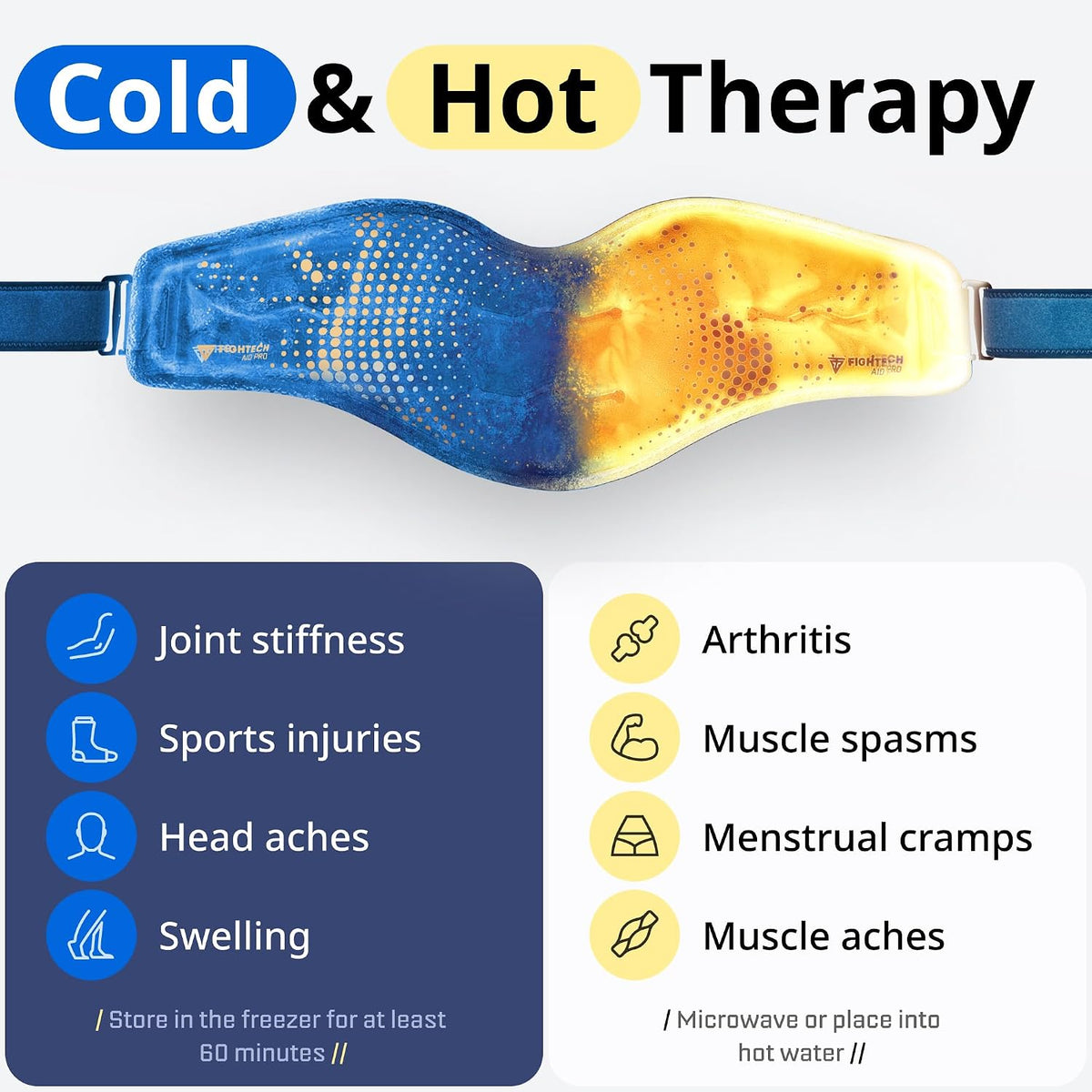 FIGHTECH Reusable Hot and Cold Gel Ice Pack - Back, Large 24 x 7, Adjustable