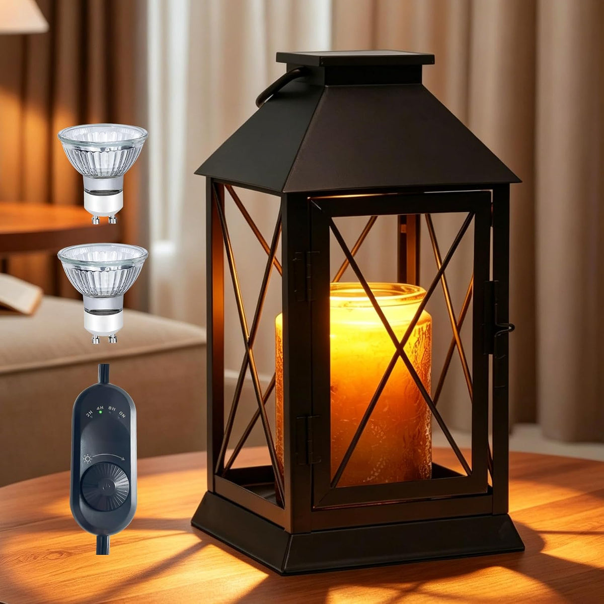 Candle Warmer Lamp with Timer, Farmhouse Rustic Lantern