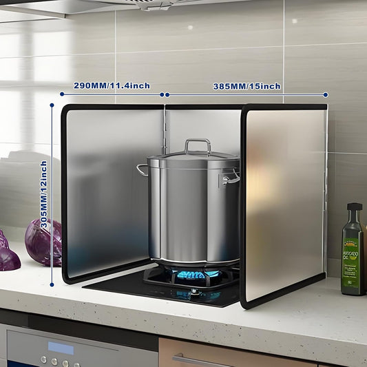 3 Sided Splatter Guard,Foldable Stainless Steel | Oil Splash Insulation Board,Nonstick Oil Splatter Guard Stove Insulation Board(L: 15" x W: 11.4" x H: 12")