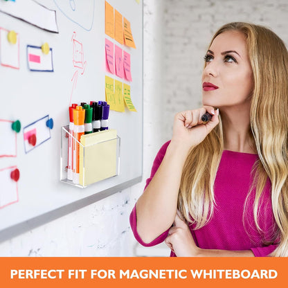 Ameceres Magnetic Acrylic Pencil Holder Clear Pen Holder for Fridge Locker | Whiteboard Accessories, Dry Erase Holder, Marker Organizer, Locker Organizer, Desk Pen Holder, For Office Home Classroom