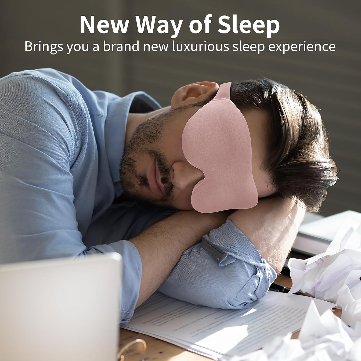 NEWVANGA Sleep Mask for Back and Side Sleeper, Travel Eye Cover, Blue | Block Out Light, 3D Night Blindfold, Zero Pressure Breathable, Lightweight Sleeping Eye Mask, Flight Naps shift Work Yoga