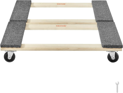 VEVOR Furniture Dolly, 4 Pack 6-Inch Steel Tri-Dolly with 360° PP Swivel Wheels and Non-Slip Cap, 3 Wheels Furniture Lift Mover Tool Set for Moving Heavy Furniture Refrigerator Sofa