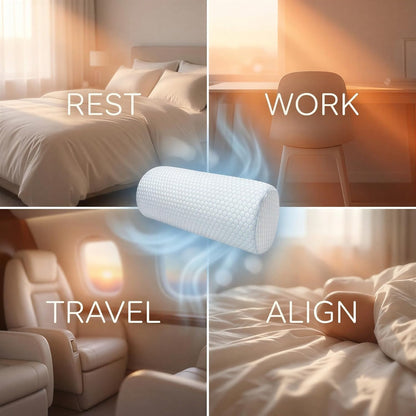 2 Pcs Neck Roll Pillows, Round Cooling Cervical Bolster Pillows, Memory Foam Cylinder Support Cushions with Washable Cover for Sleeping, Travel, Office, 15.7 x 5.9