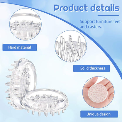 Jetec 16 Pcs Carpet Protectors for Furniture Legs Rug Protector Spiked Caster Cups Furniture Coasters for Carpets Plastic Anti-dent Carpet Protector for Chairs Sofas Tables Bed (Round)