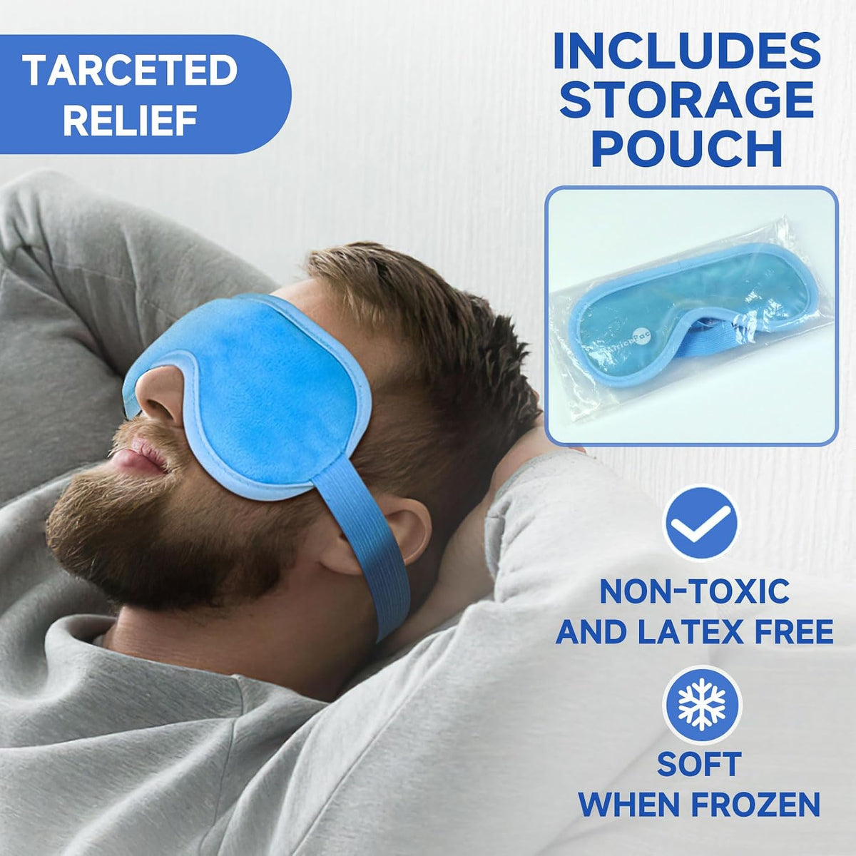 AiricePac Colding Ice Face Mask and Cooling Eye Mask for Puffy Eyes & Migraine Relief, Gel Eye Mask, Cool Face Masks for Dark Circles, Eye Surgery, Sleeping, Pressure, Headaches, Skin Care